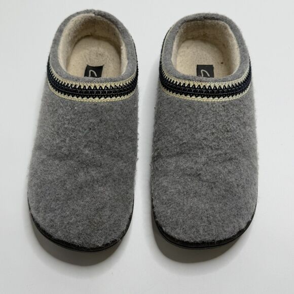 Clarks Womens Wool Felt Clog Slippers Grey Indoor Outdoor Faux Fur Lined Size 9 - Picture 4 of 9